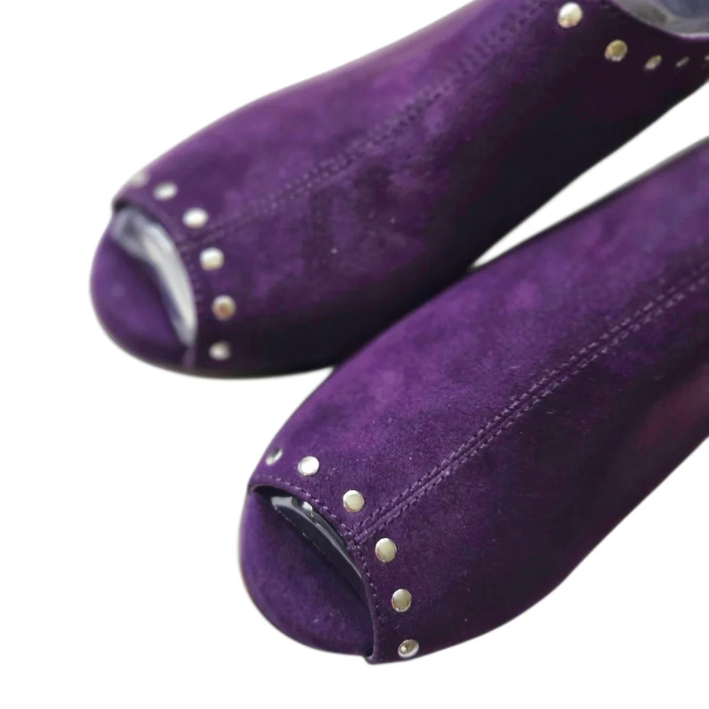 NEW! AEROSOLES Haven Purple Suede Heels with Stud Accents And Peep Toe. NIB. - Picture 2 of 8